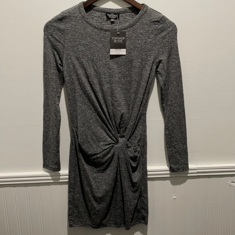 Topshop Petite knit dress. Grey. Size US 0.
